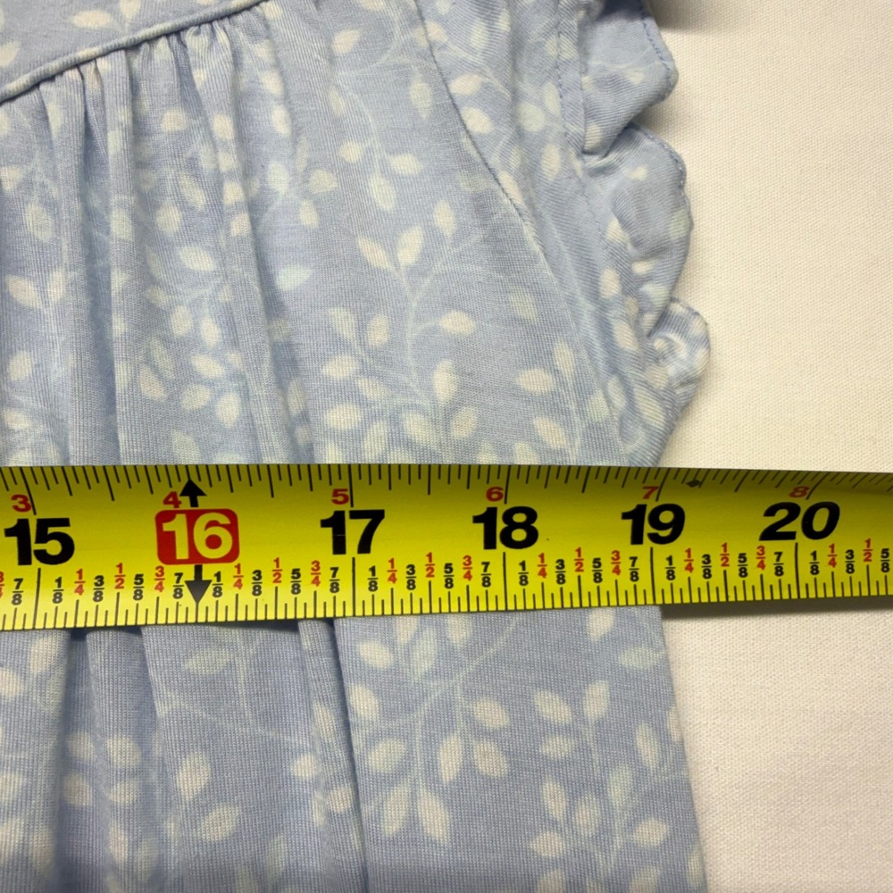 Eileen West Nightgown M Blue Floral Womens Cotton Lace Ruffle 43"in Sleep Dress - Picture 7 of 7